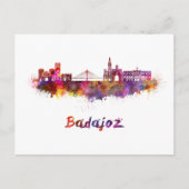 Badajoz skyline in waterverf briefkaart (Voorkant)