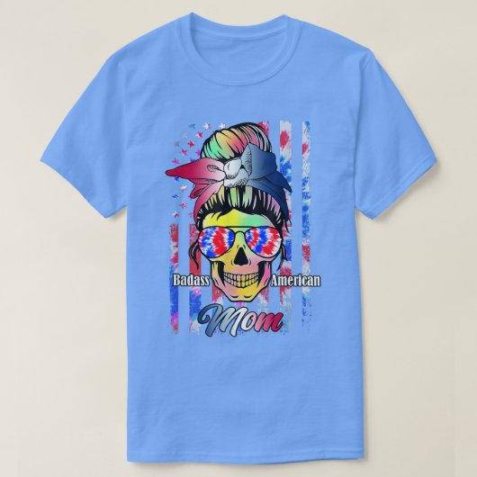 Badass American Mam Skeleton Tie Dye 4 juli m T-shirt (Design voorkant)