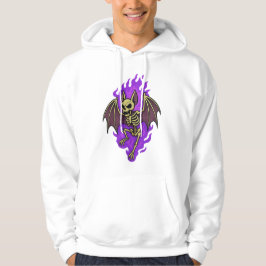 Badass Bat Skelet met Paarse Vuur Aura Hoodie