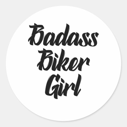 badass biker meisje ronde sticker (Voorkant)