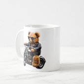 Badass Biker Teddy Bear Art – Funny Leather-Clad Koffiemok (Voorkant links)