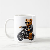 Badass Biker Teddy Bear Art – Funny Leather-Clad Koffiemok (Links)