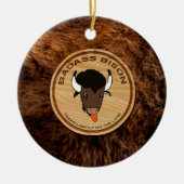 Badass Bison Boerderij Logo Coffee Mok Keramisch Ornament (Voorkant)