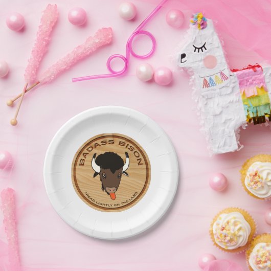 Badass Bison Boerderij Logo Papieren Bordje (Feest)