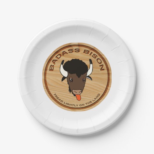 Badass Bison Boerderij Logo Papieren Bordje (Voorkant)