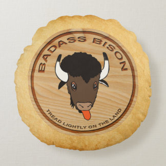 Badass Bison Boerderij Logo Rond Kussen