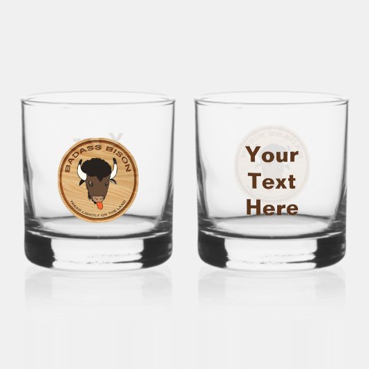 Badass Bison Boerderij Logo Whisky Glas (Voorkant)