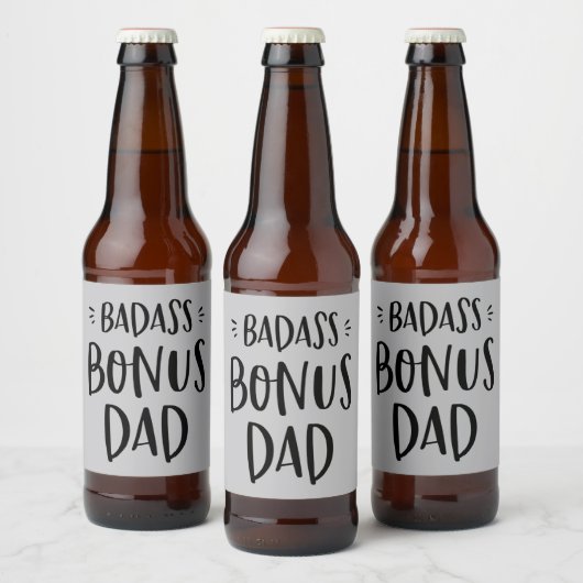 Badass Bonus Papa Stepfather Vaderdag Stepdad Bier Etiket (Flessen)