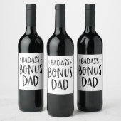 Badass Bonus Papa Stepfather Vaderdag Stepdad Wijn Etiket (Flessen)