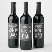 Badass Bonus Papa Stepfather Vaderdag Stepdad Wijn Etiket (Flessen)