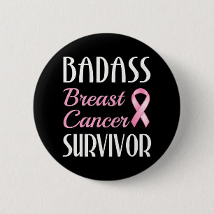 Badass borstkanker overlevende roze lint ronde button 5,7 cm