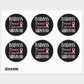 Badass borstkanker overlevende roze lint ronde sticker (Vel)