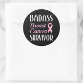 Badass borstkanker overlevende roze lint ronde sticker (Tas)