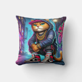 Badass Cat – Urban Street-Style Feline met Graffi Kussen (Voorkant)