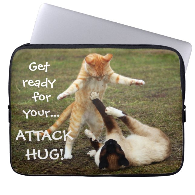 Badass Cats - Attack hug Laptop Sleeve (Voorkant)