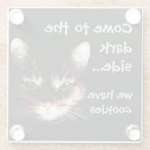 Badass Cats - "Donkere kant heeft koekjes" Glazen Onderzetter (Achterkant)