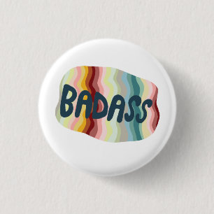 BADASS Colorful Fun Cool Handlettering Ronde Button 3,2 Cm