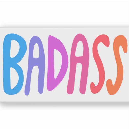BADASS Colorful Fun Lettering Sticker (Voorkant)