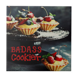BADASS COOKIER Funny Gifts Quote CERAMIC TILE Tegeltje