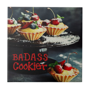 BADASS COOKIER Funny Gifts Quote CERAMIC TILE Tegeltje