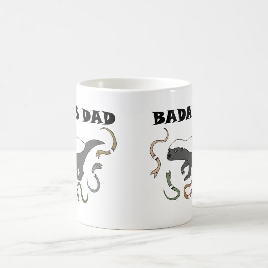 Badass Dad Funny Vaderdag gift Honey Badger Koffiemok (Center)