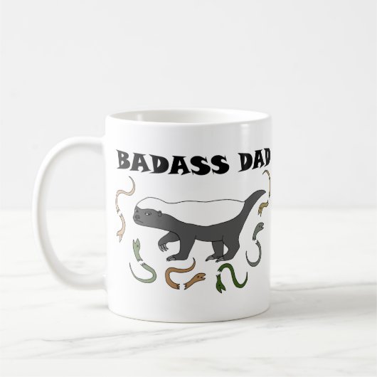 Badass Dad Funny Vaderdag gift Honey Badger Koffiemok (Links)