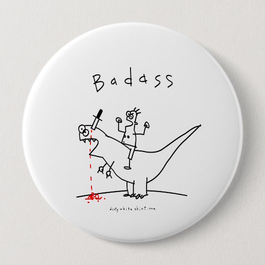 Badass Dinosaur Guy Ronde Button 4,0 Cm (Voorkant)