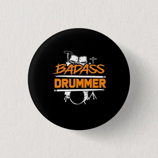 Badass Drummer Ronde Button 3,2 Cm (Voorkant)