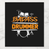 Badass Drummer Wijn Etiket (Enkel label)