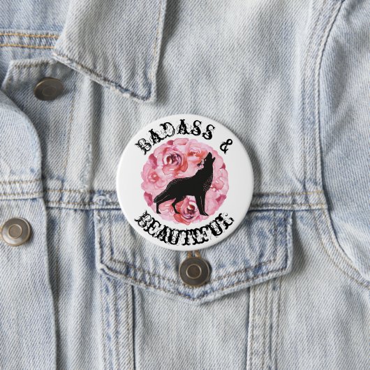Badass en Beauful Black Wolf en Rozen Button (In situ)