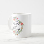 Badass en Briljante grappige hipster humor floral Koffiemok (Voorkant links)