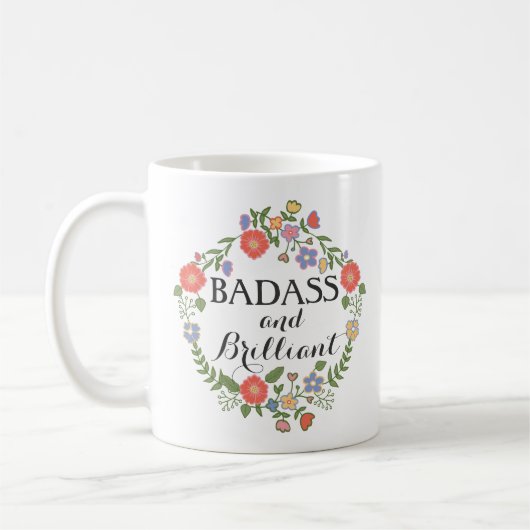 Badass en Briljante grappige hipster humor floral Koffiemok (Links)