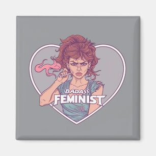 BADASS FEMINIST, cartoon Magneet