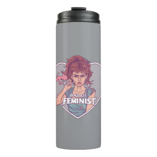 BADASS FEMINIST, cartoon Thermosbeker
