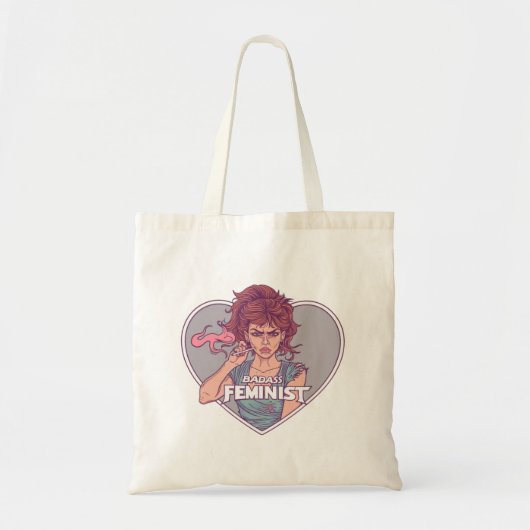 BADASS FEMINIST, cartoon Tote Bag (Voorkant)