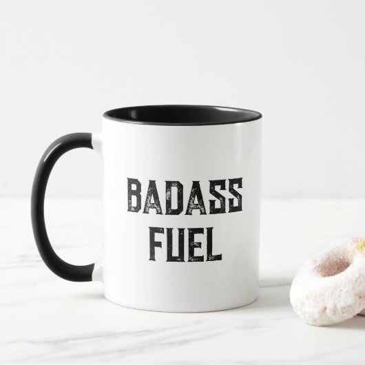 Badass Fuel Funny Typography Minimalistische koffi Mok (Met donut)