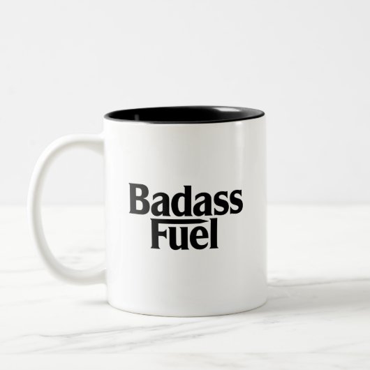 Badass Fuel Trendy Grappig Quote Tweekleurige Koffiemok (Links)