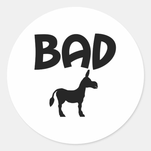 BADASS FUNNY RONDE STICKER (Voorkant)