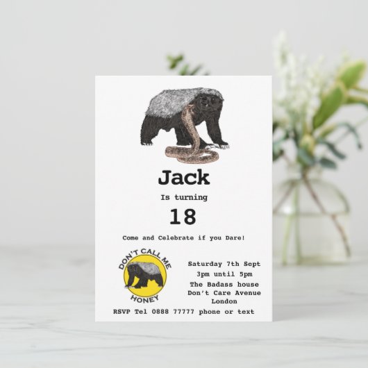 Badass Honey Badger Fearless 18th Birthday Party (Staand voorkant)