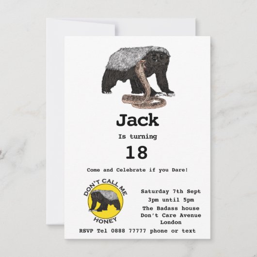 Badass Honey Badger Fearless 18th Birthday Party (Voorkant)