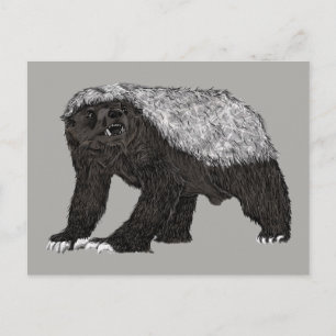 Badass Honey Badger Fearless Attitude Animal Art Briefkaart