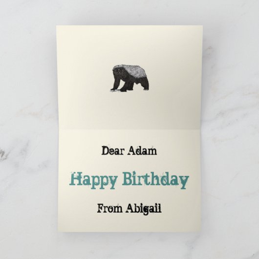 Badass Honey Badger Fearless Attitude Animal Art Kaart (Binnen)