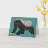 Badass Honey Badger Fearless Attitude Animal Art Kaart (Gele Bloem)