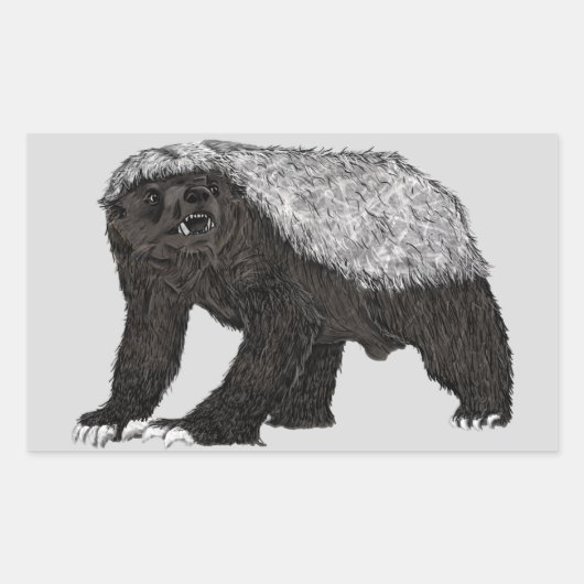 Badass Honey Badger Fearless Attitude Animal Art Rechthoekige Sticker (Voorkant)