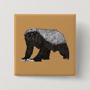 Badass Honey Badger Fearless Attitude Animal Art Vierkante Button 5,1 Cm