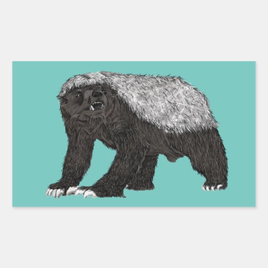 Badass Honey Badger Fearless Nasty Attitude Animal Rechthoekige Sticker (Voorkant)