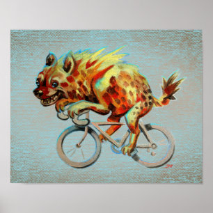 Badass Hyena op de fiets Poster
