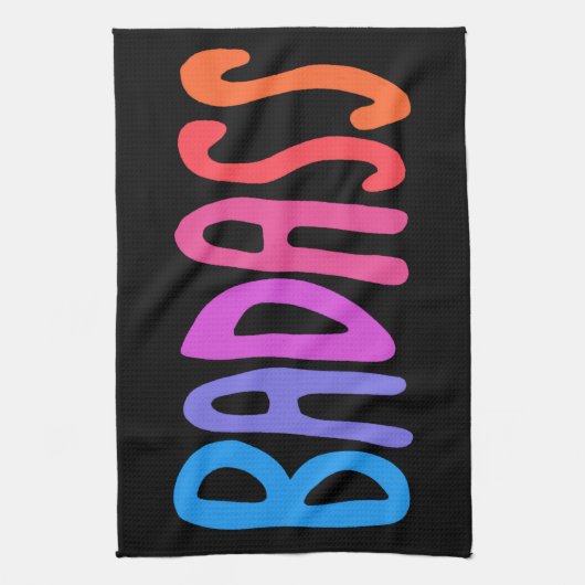 BADASS kleurrijke kool en vun BLACK Theedoek (Verticaal)