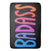 BADASS kleurrijke kool en vun stripes BLACK Badmat (Voorkant Verticaal)