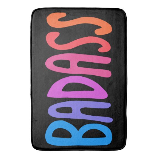 BADASS kleurrijke kool en vun stripes BLACK Badmat (Voorkant Verticaal)